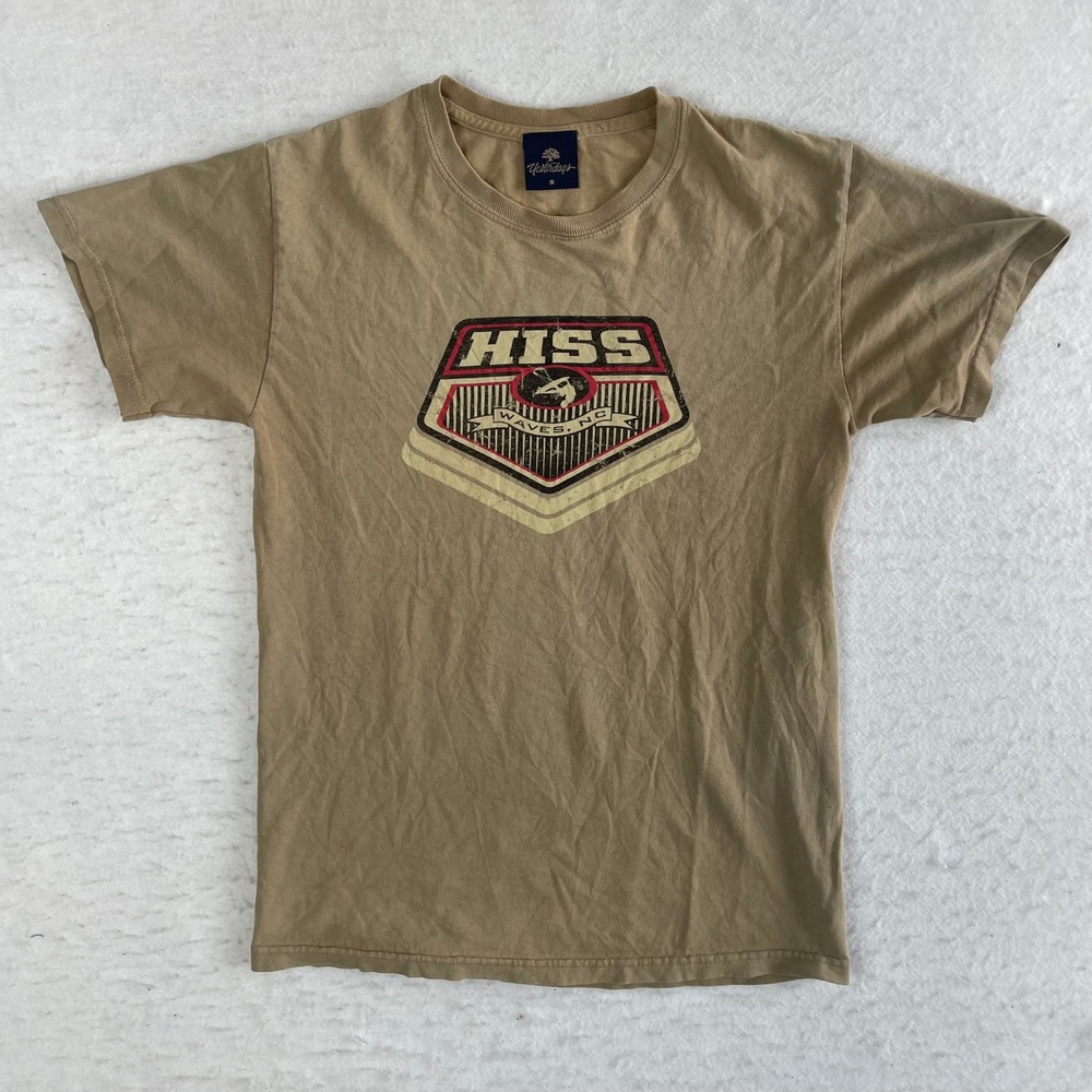Yesterdays T-Shirt Mens Size Small Tan HISS Waves NC Made in USA Cotton